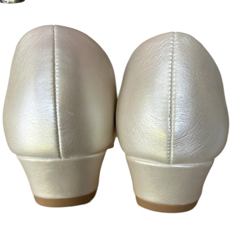 Swea Pea & Lilli girls formal Mary Janes Pearl White Rhinestones Excellent 1
